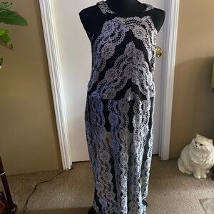 Great black silver long Maxi dress Size 16W